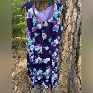 Kasper Purple and Blue Floral Dress